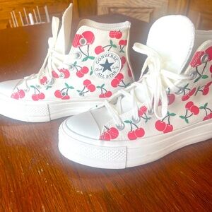 Cherry Converse hi-tops sz 6.5
